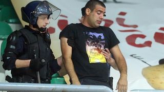 Intervencija policije na tribini s navijačima Zadra na utakmici Cibone i Zadra (80-71). Photo: Goran Stanzl/PIXSELL Intervencija policije na tribini s navijačima Zadra na utakmici Cibone i Zadra (80-71). Photo: Goran Stanzl/PIXSELL