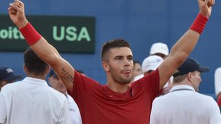 Slavlje hrvatskih tenisača nakon pobjede nad SAD-om Slavlje hrvatskih tenisača nakon pobjede nad SAD-om