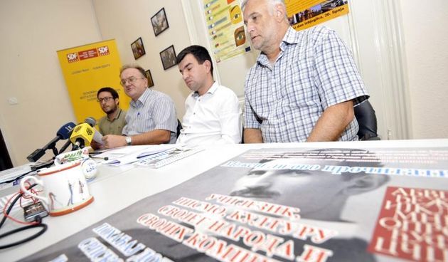 Konferencija Srpskog demokratskog foruma na kojoj su govorili politicki analiticar SDF-a Nemanja Relic, predsjednik Upravnog odbora SDF-a Veljko Dzakula, savjetnik SDF-a za EU fondove Nikola Ivanovic. Photo: Marko Lukunic/PIXSELL