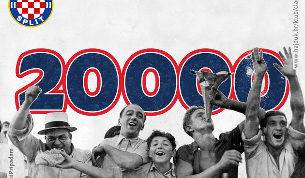 Naš Hajduk prešao 20 tisuća članova