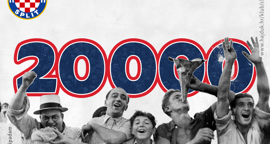 Naš Hajduk prešao 20 tisuća članova