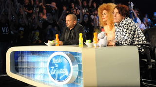 Zagreb, 040610.
Jadran film, Oporovecka 12.
Reality show RTL televizije Hrvatska trazi zvijezdu, finalna emisija.
Na slici: Tony Cetinski, Andja Maric, Goran Lisica – Fox.
Foto: Damir Krajac / CROPIX