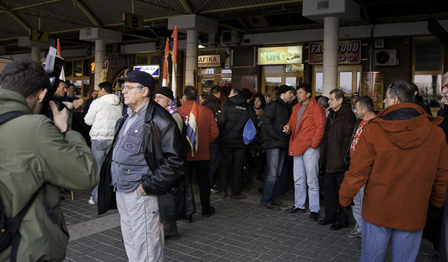 Zadarski branitelji na prosvjedu u Zagrebu 26. veljace 2011, Foto: Leo Banic