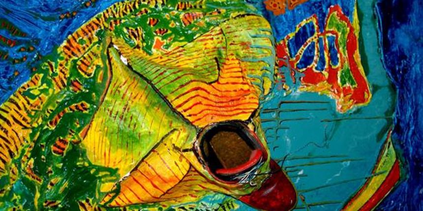 Gojislav Kalapač – Goja, Predator, inv. br. GU-1571, kombinirana tehnika/iverica, oko 2000.