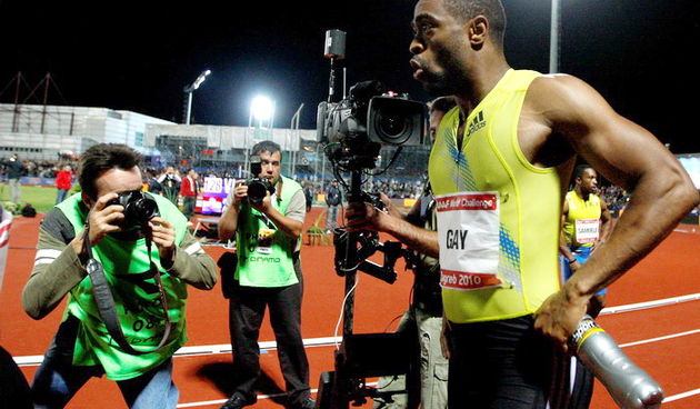 Zagreb, 010910.
Atletski stadion Mladost, Jarunska 5.
60. atletski memorijal Borisa Hanzekovica, World Challenge Zagreb 2010.
Na fotografiji: Tyson Gay.
Foto: Ronald Gorsic / CROPIX