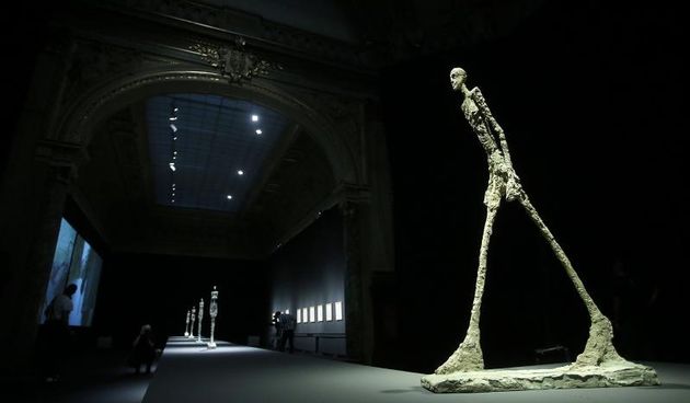 Eksponati ilozbe Alberto Giacometti: skulpture, crtezi, litografije – Portreti sadasnjosti koja je postavljena u Umjetnickom paviljonu. Photo: Goran Stanzl/PIXSELL