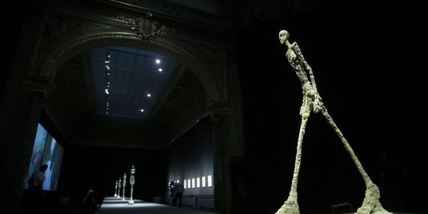 Eksponati ilozbe Alberto Giacometti: skulpture, crtezi, litografije – Portreti sadasnjosti koja je postavljena u Umjetnickom paviljonu. Photo: Goran Stanzl/PIXSELL