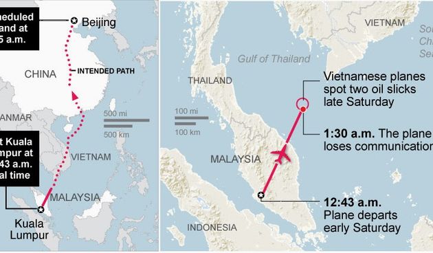 Ruta nestalog Boeinga 777 Malasiyan Airlinesa
