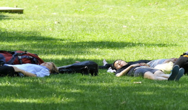 Zagreb, 180612.
Nakon vruceg vikenda, u cijeloj Hrvataskoj i danas se nastavilo toplo i suncano vrijeme, koje bi trebalo potrajati cijeli tjedan. Danas je u Zagrebu, u 11 sati izmjerena temperatura od 32 stupnja celzijusa.
Na fotografiji: Odmor u hladu na