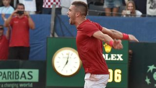 Slavlje hrvatskih tenisača nakon pobjede nad SAD-om Slavlje hrvatskih tenisača nakon pobjede nad SAD-om