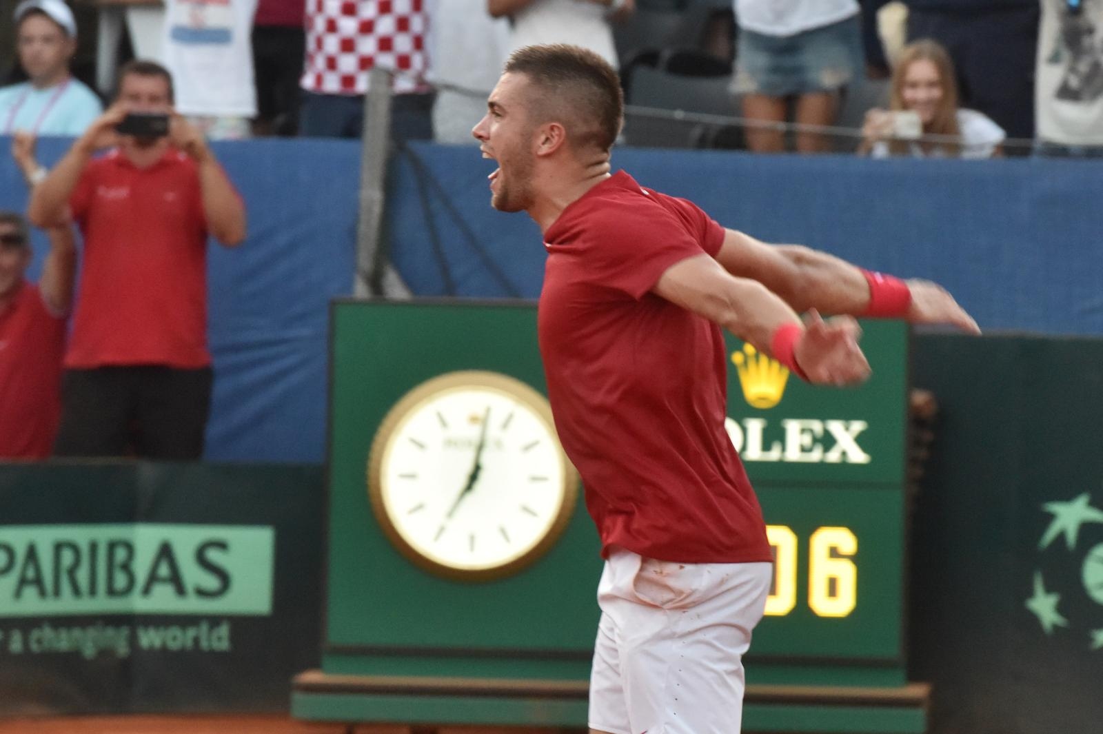 Slavlje hrvatskih tenisača nakon pobjede nad SAD-om Slavlje hrvatskih tenisača nakon pobjede nad SAD-om