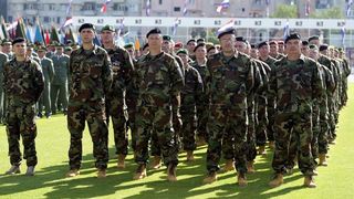 Svečano postrojavanje na stadionu u Kranjčevićevoj u povodu Dana Oružanih snaga Republike Hrvatske. Foto. PIXSELL Svečano postrojavanje na stadionu u Kranjčevićevoj u povodu Dana Oružanih snaga Republike Hrvatske. Foto. PIXSELL