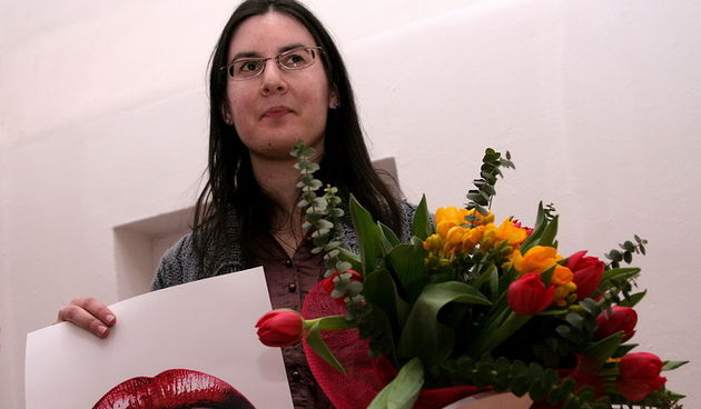 Lukovdol, 210311.
Zadranka Martina Vidaic u Lukovdolu je na manifestaciji “Goranovo proljece” primila nagradu namjenjenu mladim pjesnicima.
Foto: Mario Pusic / Cropix
