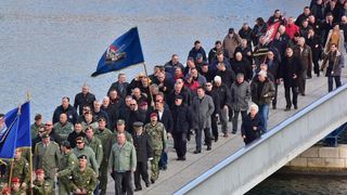 Svecanim postrojavanjem i mimohodom kroz grad postrojbi sudionica obiljezena je 22. obljetnica vojno-redarstvene akcije Maslenica. Photo: Dino Stanin/PIXSELL Svecanim postrojavanjem i mimohodom kroz grad postrojbi sudionica obiljezena je 22. obljetnica vojno-redarstvene akcije Maslenica. Photo: Dino Stanin/PIXSELL
