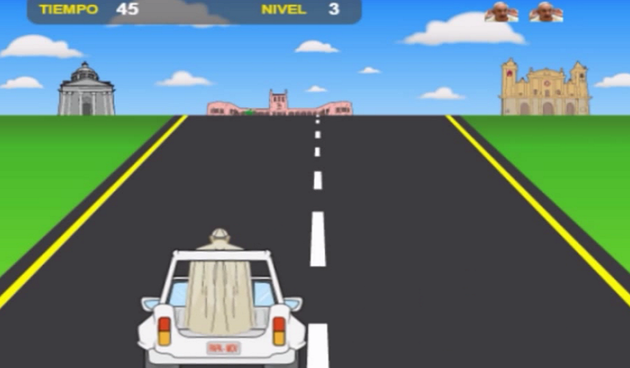 Papa Franjo junak videoigre, papamobilom juri ulicama grada, Izvor: youtube/screenshot