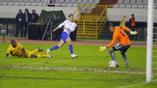 Split, 011210. 
Stadion HNK Hajduka u Poljudu.    
UEFA Europska liga utakmica HNK Hajduk – FC AEK. 
Na slici: Anas Sarbini pogodio je stativu.
Foto: Duje Klaric / CROPIX