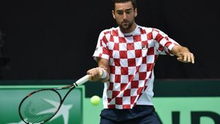 Polufinale Davis Cupa, Hrvatska – Francuska, 2. meč, Marin Čilić – Lucas Pouille. Photo: Hrvoje Jelavić/PIXSELL Polufinale Davis Cupa, Hrvatska – Francuska, 2. meč, Marin Čilić – Lucas Pouille. Photo: Hrvoje Jelavić/PIXSELL
