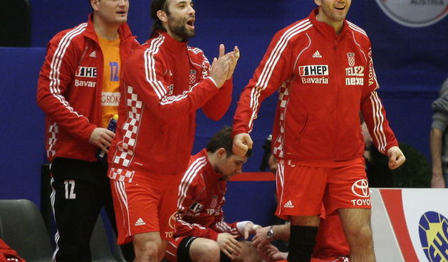 Bec, 260110.  EURO 2010 u rukometu.  Utakmica 2. kola polufinalne grupe 1: Hrvatska – Austrija. Na slici: Goran Carapina, Ivano Balic, Blazenko Lackovic. Foto: Nenad Dugi / CROPIX