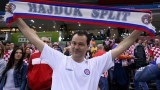 Katar – 24. svjetsko rukometno prvenstvo, osmina finala, Hrvatska – Brazil 26-25. Hrvatski navijaci. Photo: Goran Stanzl/PIXSEL