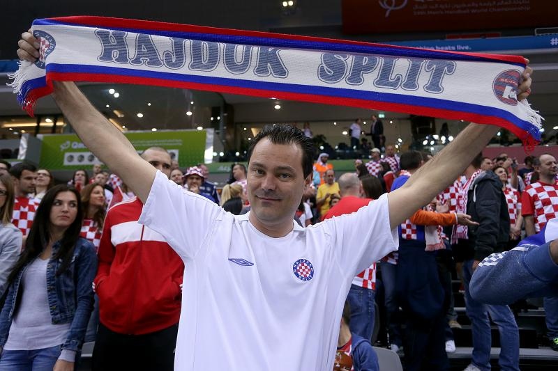 Katar – 24. svjetsko rukometno prvenstvo, osmina finala, Hrvatska – Brazil 26-25. Hrvatski navijaci. Photo: Goran Stanzl/PIXSEL