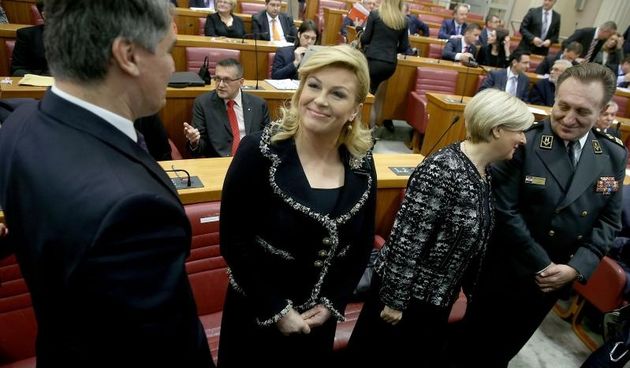 Odrzana je prva konstituirajuca sjednica osmog saziva Hrvatskog sabora. Zoran Milanovic, Kolinda Grabar-Kitarovic, Jasna Omejec, Drago Lovric. Photo: Patrik Macek/PIXSELL