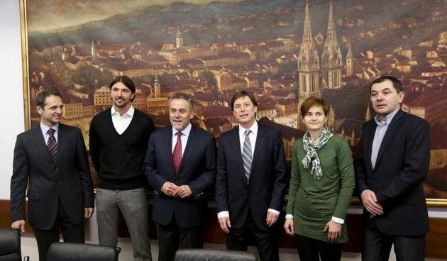 08.02.2014., Zagreb – Gradonacelnik Milan Bandic sastao se s glavnim direktorom Europskog ATP-a Laurentom Delanney-em. Na sastanku su prisustvovali i Branimir Horvat, Goran Ivanisevic, Ivica Lovric. Photo: Slavko Midzor/PIXSELL