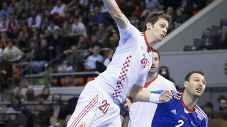 Zaragoza, Spanjolska, 230113.
Gradska dvorana Principe Felipe.
Svjetsko prvenstvo u rukometu za muskarce Spanjolska 2013.
Utakmica cetvrtfinala izmedju reprezentacija Hrvatske i Francuske.
Na fotografiji: Damir Bicanic.
Foto: Ante Cizmic / CROPIX