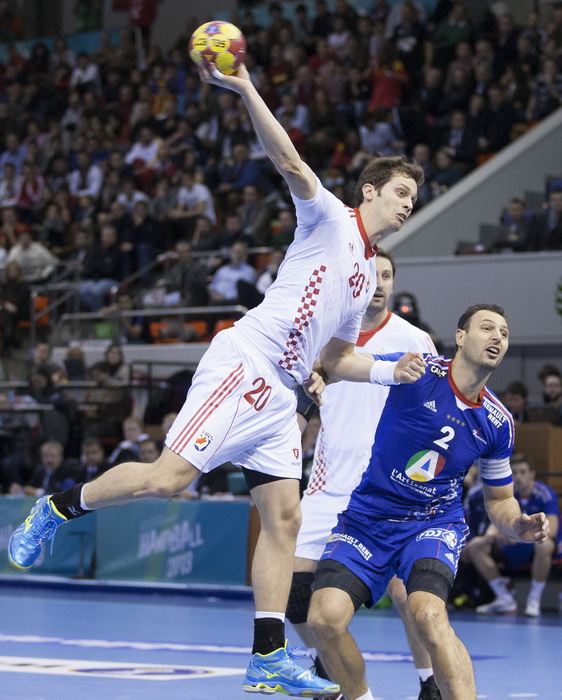 Zaragoza, Spanjolska, 230113.
Gradska dvorana Principe Felipe.
Svjetsko prvenstvo u rukometu za muskarce Spanjolska 2013.
Utakmica cetvrtfinala izmedju reprezentacija Hrvatske i Francuske.
Na fotografiji: Damir Bicanic.
Foto: Ante Cizmic / CROPIX