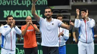 Davis Cup: Fešta nakon pobjede Marina Čilića nad Richardom Gasquetom i osiguranog plasmana u finale Davis Cupa. Photo: Hrvoje Jelavić/PIXSELL