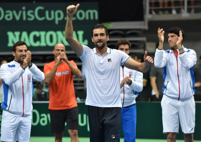 Davis Cup: Fešta nakon pobjede Marina Čilića nad Richardom Gasquetom i osiguranog plasmana u finale Davis Cupa. Photo: Hrvoje Jelavić/PIXSELL