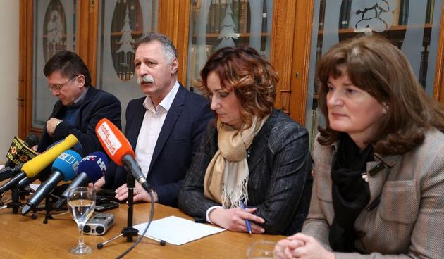 17.02.2014., Zagreb – U dvorani Hrvatskog sumarskog drustva odrzana je konferencija za novinare Matice hrvatskih sindikata na temu nove najave smanjenja placa u javnim sluzbama. Photo: Anto Magzan/PIXSELL