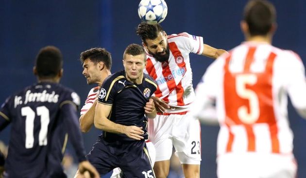 Stadion Maksimir, Zagreb – UEFA Liga prvaka, skupina F, 3. kolo, GNK Dinamo – FC Olympiakos 0-1. Armin Hodzic, Dimitris Siovas. Photo: Igor Kralj/PIXSELL