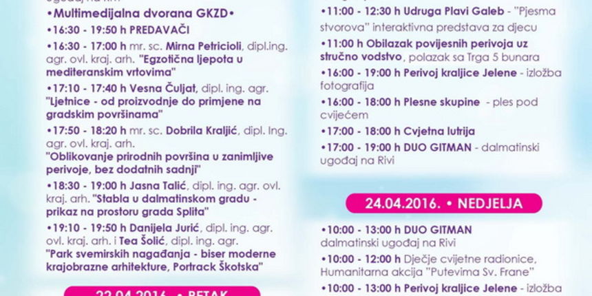 Program vrtne izložbe “Cvijet Zadra 2016”