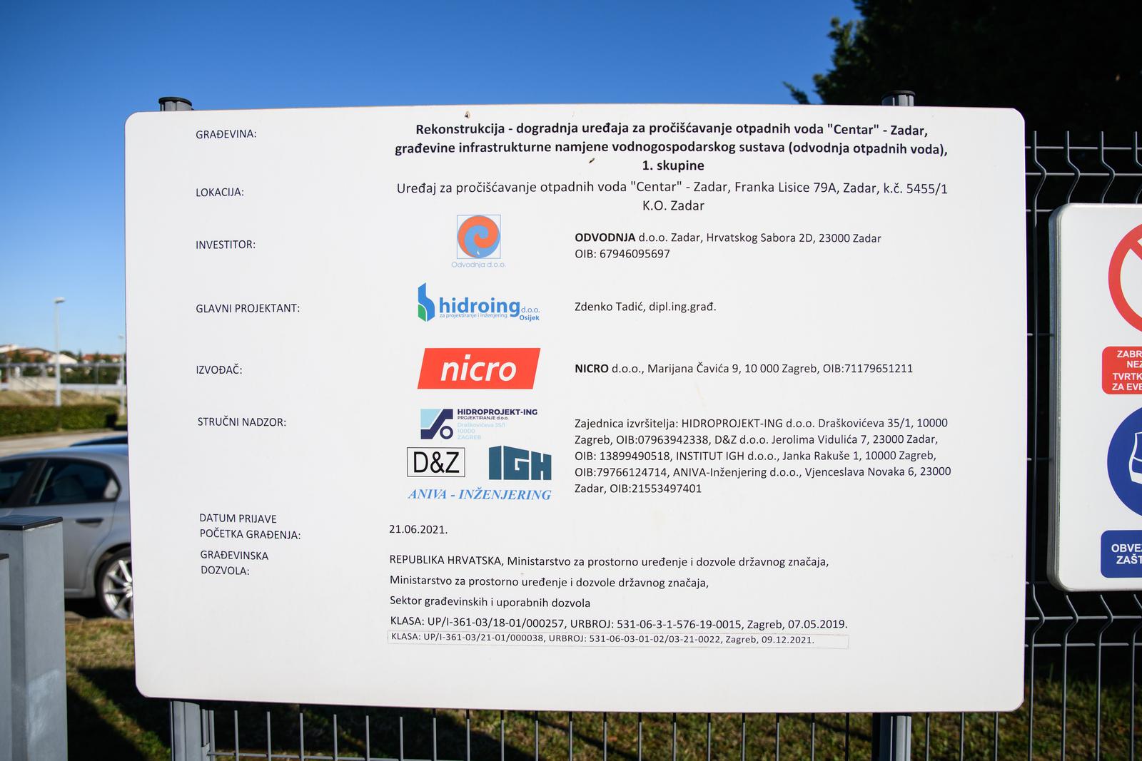 Gradonačelnik Dukić sa suradnicima posjetio gradilište aglomeracije Zadar-Petrčane