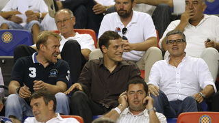 Split, 190810.
Prva utakmica zadnjeg pretkola Lige Uefa Hajduk Unirea.
Svecana Loza. Robert Prosinecki, Slaven Bilic, Aljosa Asanovic
Foto : Jakov Prkic / Cropix