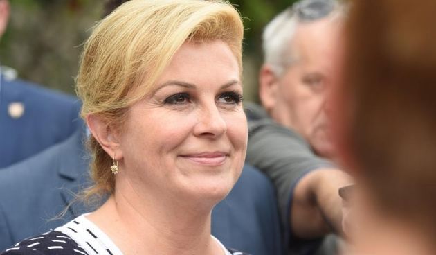 Predsjednica Republike Kolinda Grabar Kitarovic u Kninu na tvrdjavi dala izjavu za medije. Photo: Hrvoje Jelavic/PIXSELL
