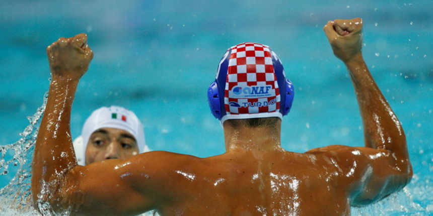 Zagreb, 050910.
Bazen Mladost na Savi.
29. Europsko prvenstvo u vaterpolu.
Hrvatska – Italija
Na fotografiji: Miho Boskovic.
Foto: Ronald Gorsic / CROPIX