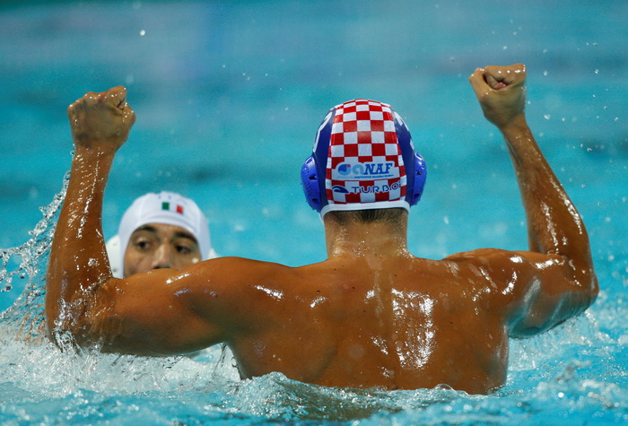 Zagreb, 050910.
Bazen Mladost na Savi.
29. Europsko prvenstvo u vaterpolu.
Hrvatska – Italija
Na fotografiji: Miho Boskovic.
Foto: Ronald Gorsic / CROPIX