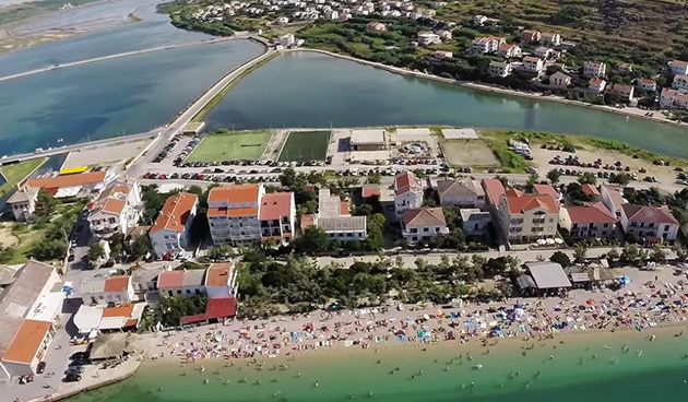 Pag iz zraka, panorama, Olympico, Paška plaža