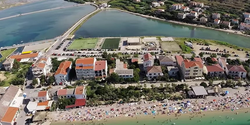 Pag iz zraka, panorama, Olympico, Paška plaža Pag iz zraka, panorama, Olympico, Paška plaža