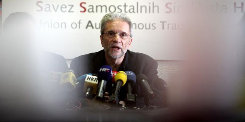 U Radnickom domu odrzana je konferencija za medije SSSH povodom najave sutrasnjeg strajka. Kresimir Sever. Photo: Robert Anic/PIXSELL