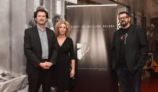 Premijera dokumentarnog filma “Zivot od milijun dolara” autora Roberta Zubera. Ivica Situm, Djana Atanasovska, Robert Zuber.