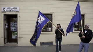 Zadarski branitelji na prosvjedu u Zagrebu 26. veljace 2011, Foto: Leo Banic Zadarski branitelji na prosvjedu u Zagrebu 26. veljace 2011, Foto: Leo Banic