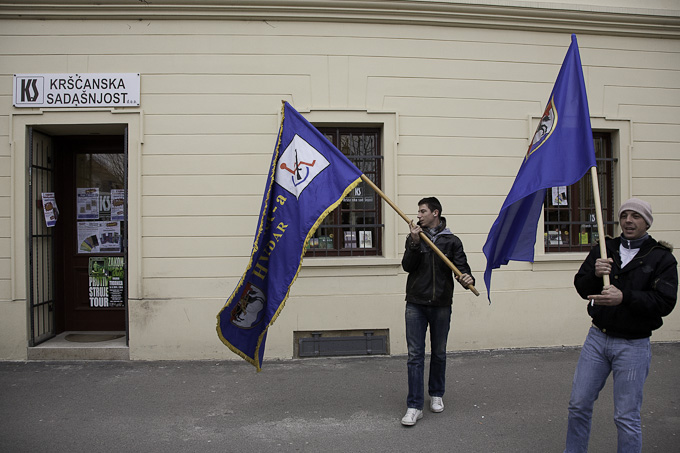 Zadarski branitelji na prosvjedu u Zagrebu 26. veljace 2011, Foto: Leo Banic Zadarski branitelji na prosvjedu u Zagrebu 26. veljace 2011, Foto: Leo Banic