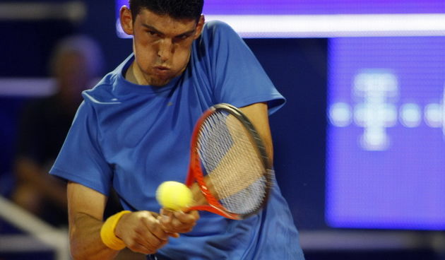 Umag, 260710.
ATP Studena Croatia Open Umag, Stella Maris. 
Teniski turnir koji traje od 26. srpnja do 1. kolovoza ponovo je okupio najvece zvijezde domaceg i svjetskog tenisa. 
Mec izmedju Franko Skugor (CRO) i Filippo Volandri (ITA). 
Na slici: Franko S