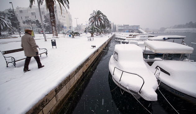 Snijeg u Zadru 4. veljače 2012, Foto: Saša Čuka