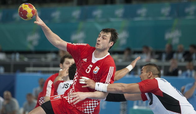 Madrid, 170113.
Gradska dvorana Caja Magica.
Svjetsko prvenstvo u rukometu za muskarce Spanjolska 2013. Utakmica 4. kola D skupine izmedju Hrvatske i Egipta.
Na fotografiji: Domagoj Duvnjak.
Foto: Ante Cizmic / CROPIX