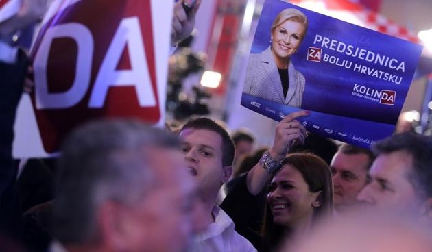 Zagreb – Izborni stozer HDZ-ove predsjednicke kandidatkinje Kolinde Grabar Kitarovic gdje se ocekuju rezultati drugog kruga predsjednickih izbora 2014./2015. Photo: Grgur Zucko/PIXSELL