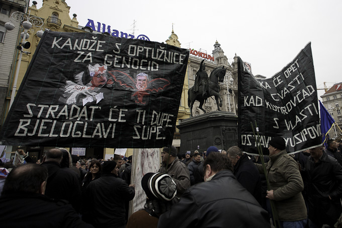 Zadarski branitelji na prosvjedu u Zagrebu 26. veljace 2011, Foto: Leo Banic Zadarski branitelji na prosvjedu u Zagrebu 26. veljace 2011, Foto: Leo Banic