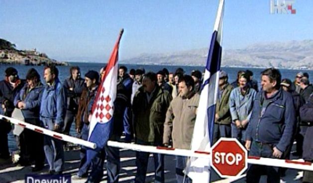 Radnici Jadrankamena spriječili ulazak stečajnoj upraviteljici, foto: HRT